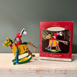 90s Hallmark Keepsake Bright Rocking Colors #9 Rodeo Bear Crayola Ornament  1997